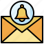 email, notification, bell, message, envelope, communications 