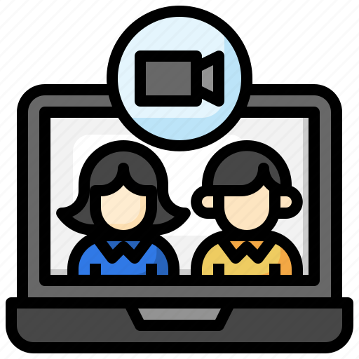 Videocall, laptop, electronics, network, communications icon - Download on Iconfinder
