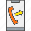 arrow, call, contact, outgoing, phone, telephone 