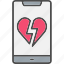 mobile, smartphone, break, dumped, heart, heartbreaker, heartbroken, sad 