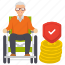 pension, sitting, wheel chair, unemployed, old age, insurance, disability benefits
