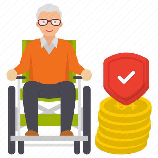 Pension, sitting, wheel chair, unemployed, old age, insurance, disability benefits icon - Download on Iconfinder