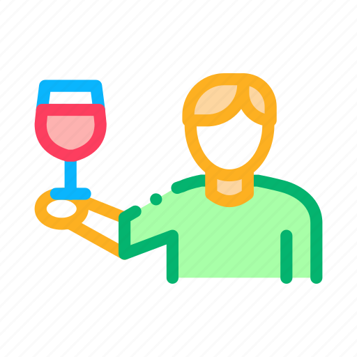 Alcoholic, drinker, glass, hold, sommelier, tasting, wine icon - Download on Iconfinder