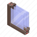 cartoon, construction, frame, house, isometric, soundproofing, window