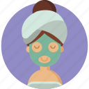 avatar, mask, relaxing, sauna, spa, treatment, woman