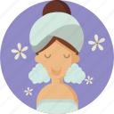 avatar, happy, relaxing, sauna, spa, woman, zen
