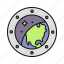 spaceship, porthole, view, earth, space 