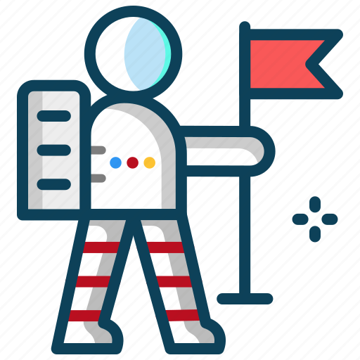 Astronaut with flag, human, planet, space, spaceman, target icon - Download on Iconfinder