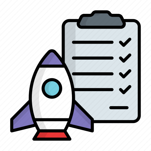 Rocket, spaceship, checkmark, clipboard, spacecraft, testing, documentation icon - Download on Iconfinder