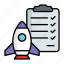 rocket, spaceship, checkmark, clipboard, spacecraft, testing, documentation 