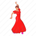 cartoon, dancer, dress, flamenco, red, spanish, woman 