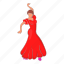 cartoon, dancer, dress, flamenco, red, spanish, woman 