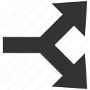 arrow right, choice, connection, divide, junction, separate, split arrows