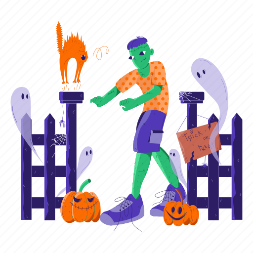 Zombi, halloween, spooky, horror, pumpkin, monster, ghost illustration - Download on Iconfinder