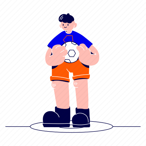 Holding, soccer, ball, player, game, sport, field illustration - Download on Iconfinder