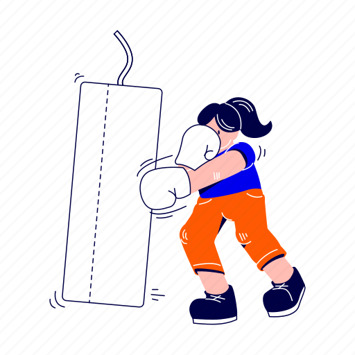 Practicing, boxing, gloves, glove, fight, sport, punch illustration - Download on Iconfinder