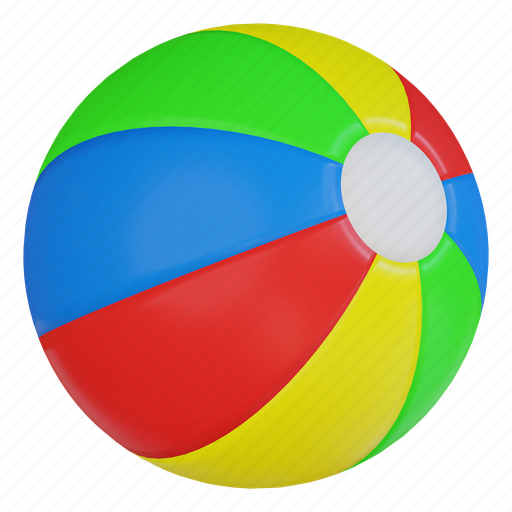 Beach, ball, beach ball, summer, game, sport, play 3D illustration - Download on Iconfinder