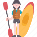 kayaking, canoe, rowing, lake, leisure