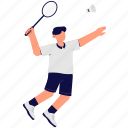 man, playing, badminton, sport, shuttlecock, person, character, player, game 