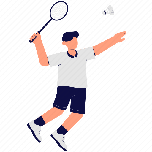Man, playing, badminton, sport, shuttlecock, person, character illustration - Download on Iconfinder
