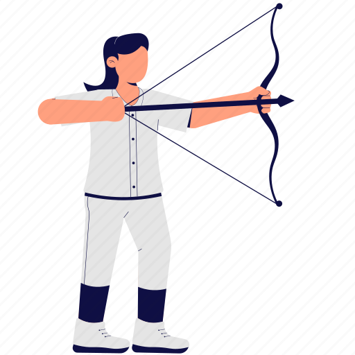 Woman, archery, sport, aim, female, target, athlete illustration - Download on Iconfinder