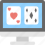 diamond card, heart card, monitor, online game, solitaire game 