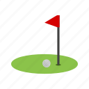 ball, flag, goal, golf, play, post, sports
