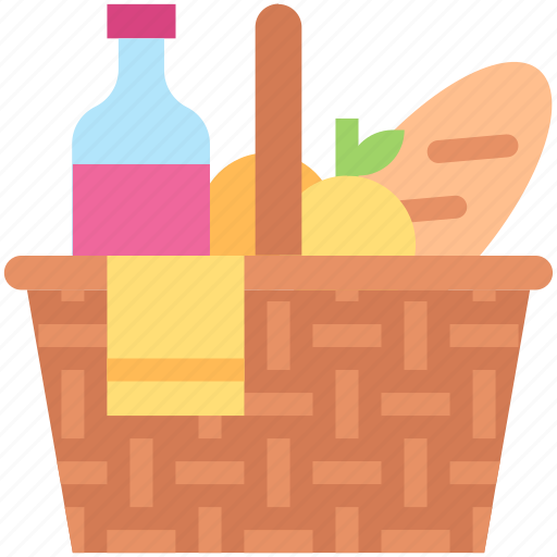 Basket, bottle, bread, drink, lunch, picnic icon - Download on Iconfinder