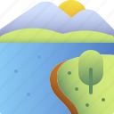 river, water, landscape, mountain