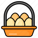 eggs, basket, poultry, bucket, farm, agriculture, chicken