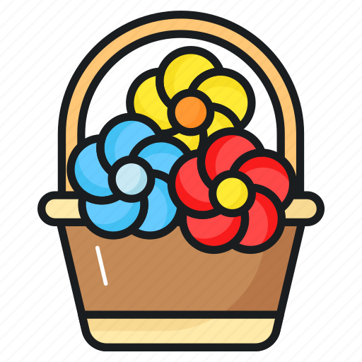 Flower, basket, bucket, decorative, fragrance, peony, floral icon - Download on Iconfinder