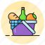 fruit, basket, orange, beverage, food, hamper, grocery, bucket 