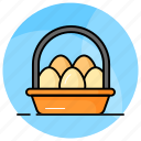 eggs, basket, poultry, bucket, farm, agriculture, chicken