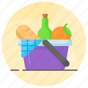 fruit, basket, orange, beverage, food, hamper, grocery, bucket