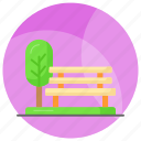 park, garden, bench, trees, lawn, orchard, nature