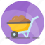 wheelbarrow, cart, barrow, handcart, pushcart, mulch, carrier 