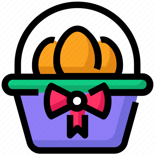 Basket, eggs, ribbon, spring icon - Download on Iconfinder