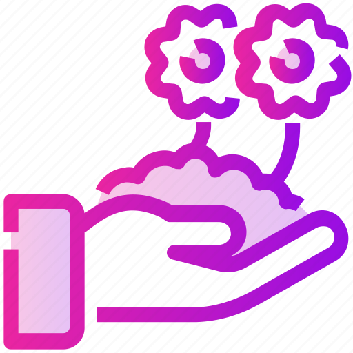 Flowers, growth, hand, nature, plant, spring icon - Download on Iconfinder