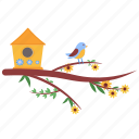spring, brids, housebird, house bird, birdhouse, easter, decoration, tree, cute bird