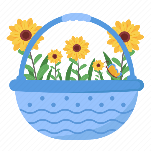 Sunflower, plant, spring, flower, easter, cute basket, floral icon - Download on Iconfinder
