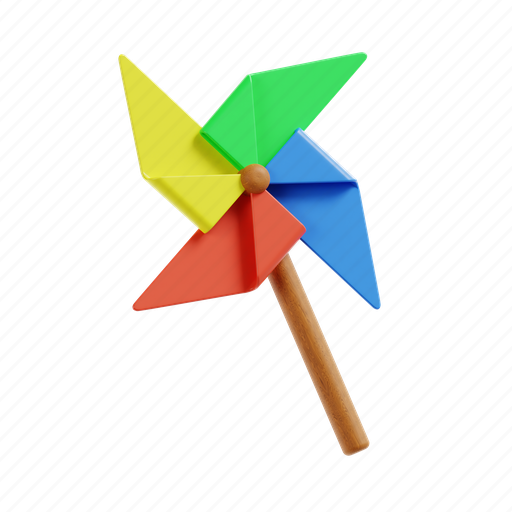 Pinwheel, toy, wind, play, childhood, windmill 3D illustration - Download on Iconfinder