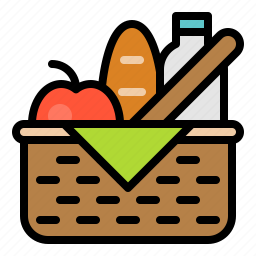Basket, bread, food, picnic, spring icon - Download on Iconfinder