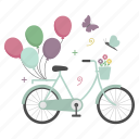 balloons, butterfly, bicycle, sticker, spring, insect