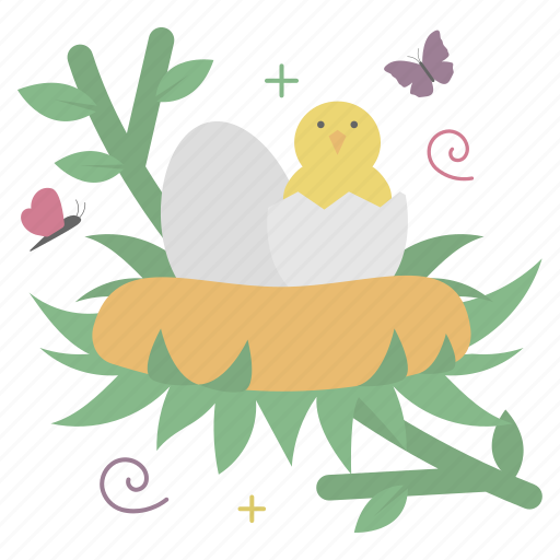Egg, broken, leaf, butterfly, insect, spring, sticker icon - Download on Iconfinder