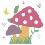 grass, fungi, spring, sticker, nature, butterfly 