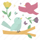 hummingbird, flower, sticker, spring, butterfly, leaf