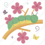 spring, sticker, butterfly, flower, insect, worm 