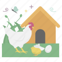 sticker, spring, egg, broken, chick, hen