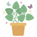 sticker, spring, nature, butterfly, leaf, pot, plant