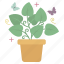 sticker, spring, nature, butterfly, leaf, pot, plant 
